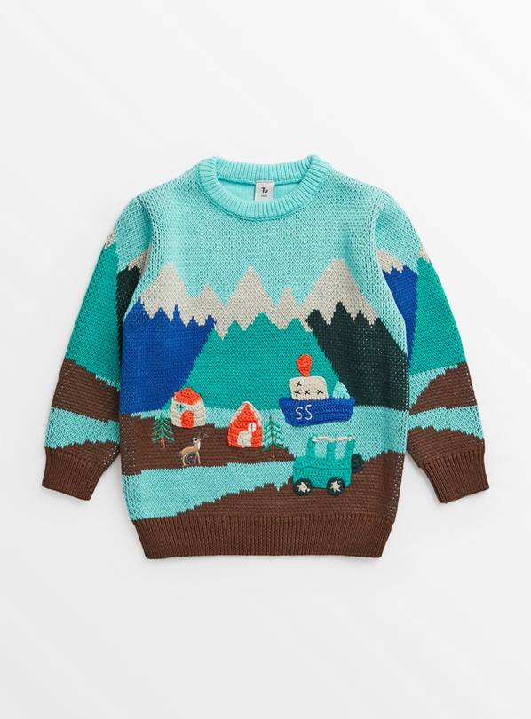 Blue Scenic Knitted Jumper 3-4 years